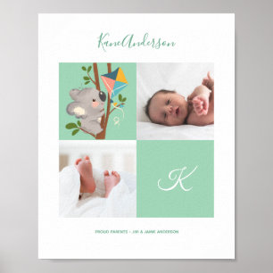 Koala Bear • Alphabet Monogram Cute Baby Shower Poster