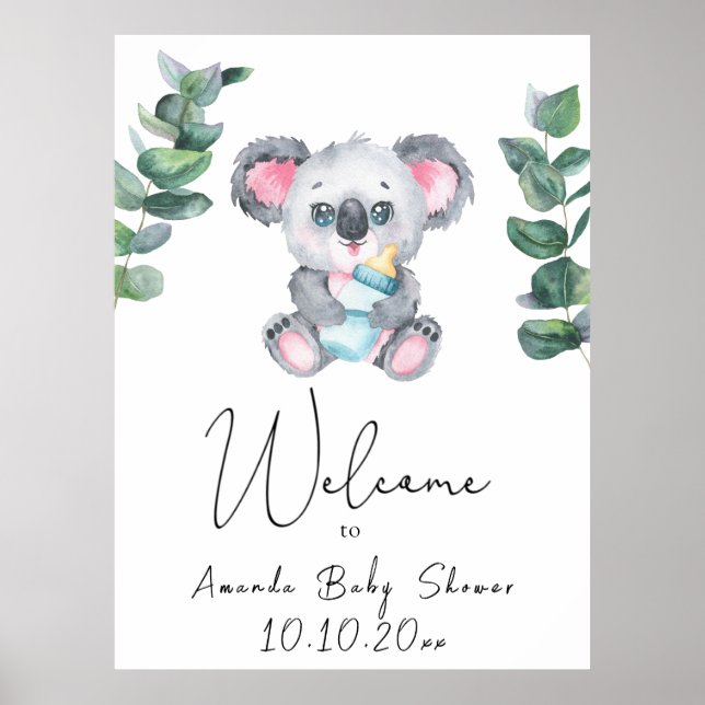 Koala Bear and Eucalyptus - Welcome Foam Board Poster (Front)