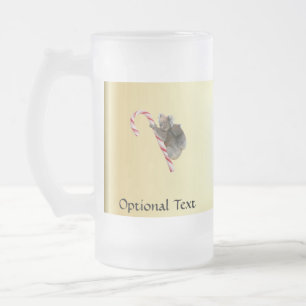 Koala Bear and Joey Cub Candy Cane Frosted Glass Beer Mug