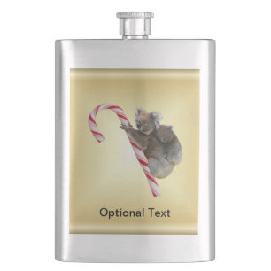 Koala Bear and Joey Cub Candy Cane Hip Flask