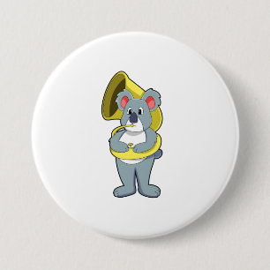 Koala bear at Music with Saxophone.PNG 7.5 Cm Round Badge
