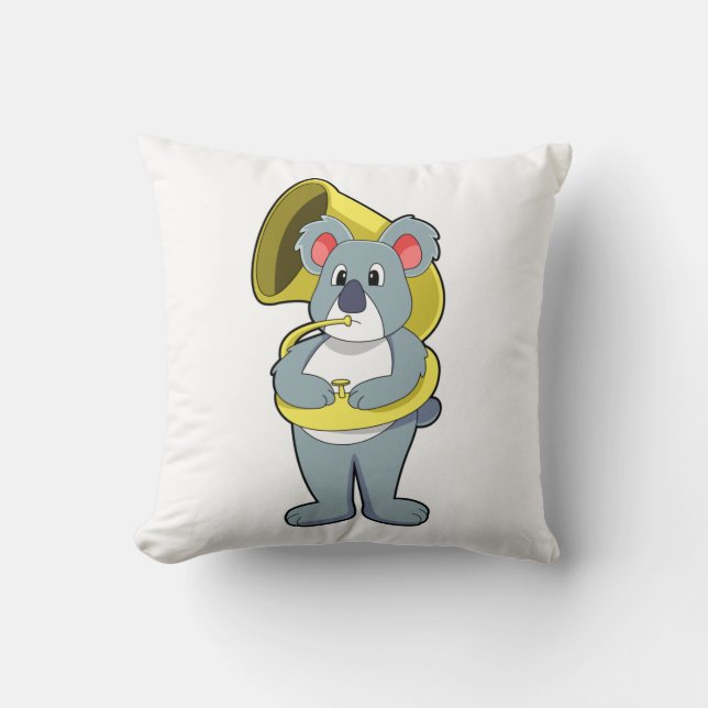 Koala bear at Music with Saxophone.PNG Cushion (Front)