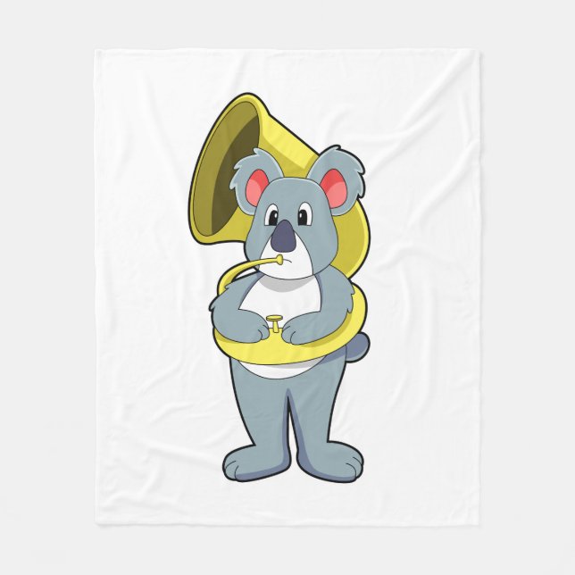 Koala bear at Music with Saxophone.PNG Fleece Blanket (Front)