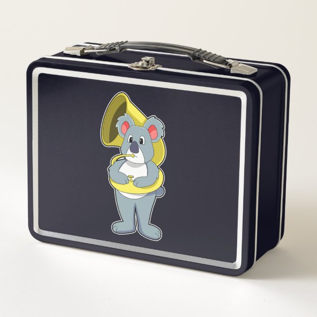 Koala bear at Music with Saxophone.PNG Metal Lunch Box (Front)