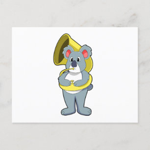 Koala bear at Music with Saxophone.PNG Postcard