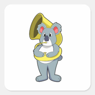 Koala bear at Music with Saxophone.PNG Square Sticker