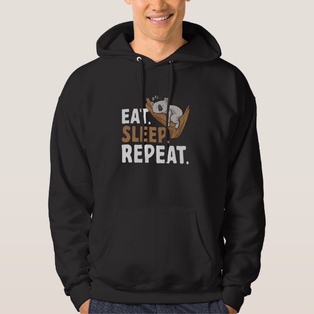 Koala Bear Australia Eat Sleep Repeat Koala Hoodie (Front)