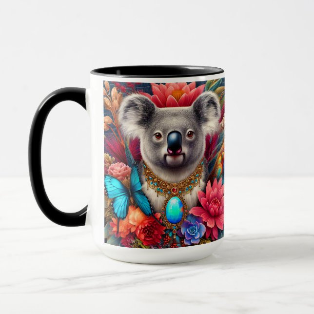 Koala Bear Australian Native Floral Art Mug (Left)