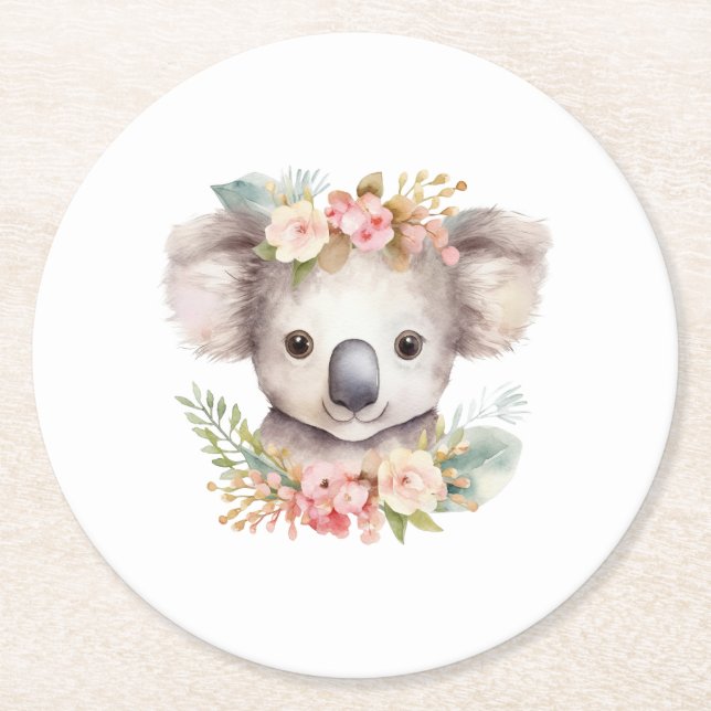 Koala Bear Australian Round Paper Coaster (Front)