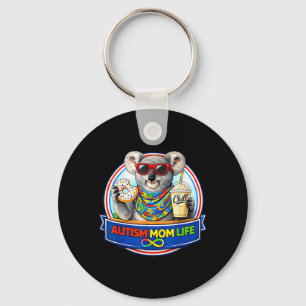 Koala Bear Autism Mum Life Doughnut Milkshake Key Ring