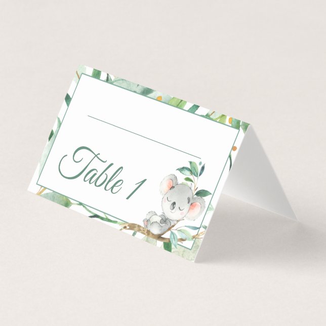 Koala Bear Baby Shower Birthday Table Number (Front)