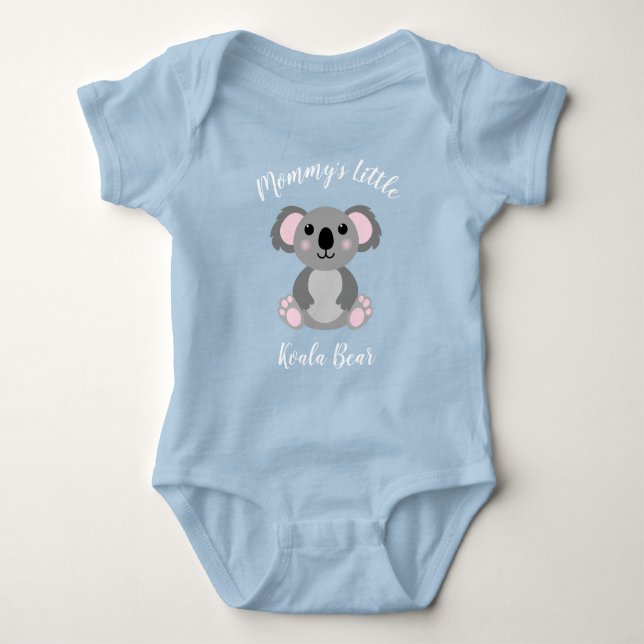 Koala Bear Baby Shower Blue Boy Bodysuit (Front)