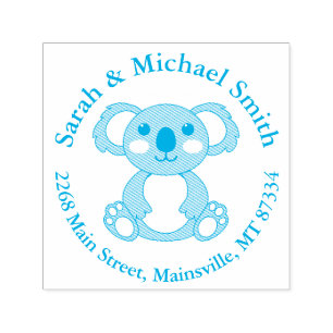 Koala Bear Baby Shower Blue Boy Self-inking Stamp