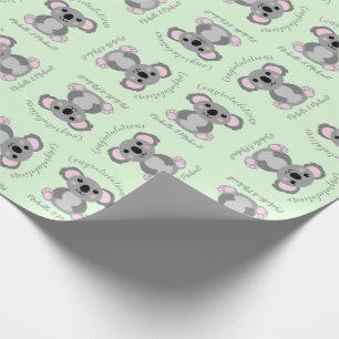 Koala Bear Baby Shower Blue Boy Wrapping Paper