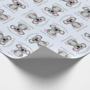 Koala Bear Baby Shower Blue Wrapping Paper