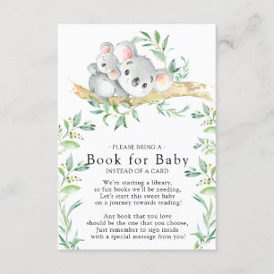 Koala Bear Baby Shower Book for Baby Card