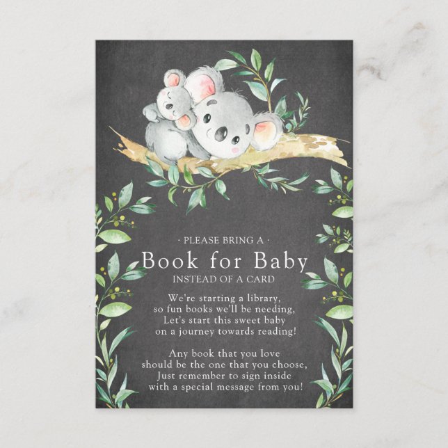 Koala Bear Baby Shower Book for Baby Card (Front)