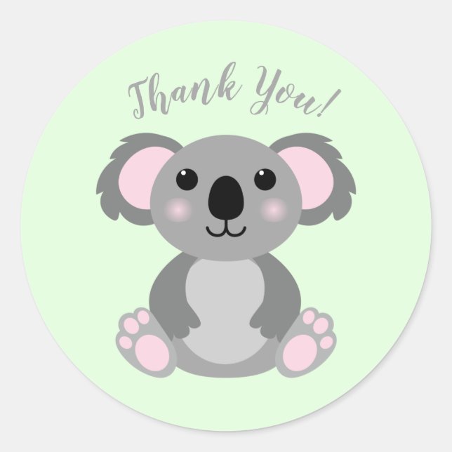 Koala Bear Baby Shower Classic Round Sticker (Front)
