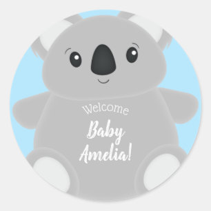 Koala Bear Baby Shower Classic Round Sticker