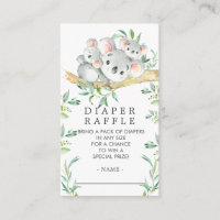 Koala Bear Baby Shower Diaper Raffle Ticket