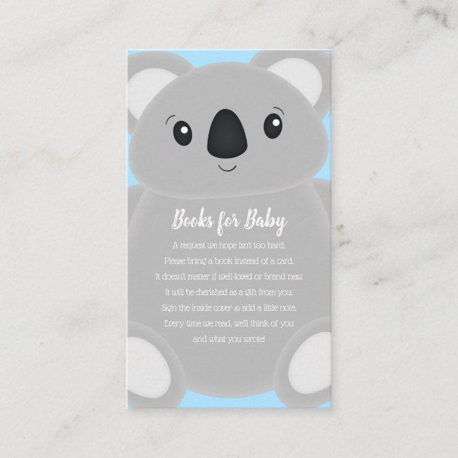 Koala Bear Baby Shower Enclosure Card (Front)