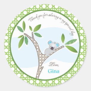 Koala Bear   Baby Shower Favour Sticker