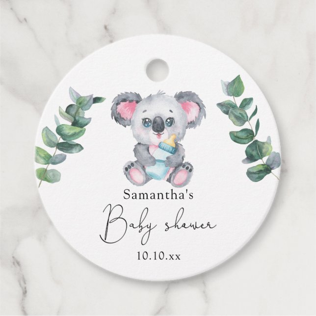Koala Bear Baby Shower Favour Tags (Front)