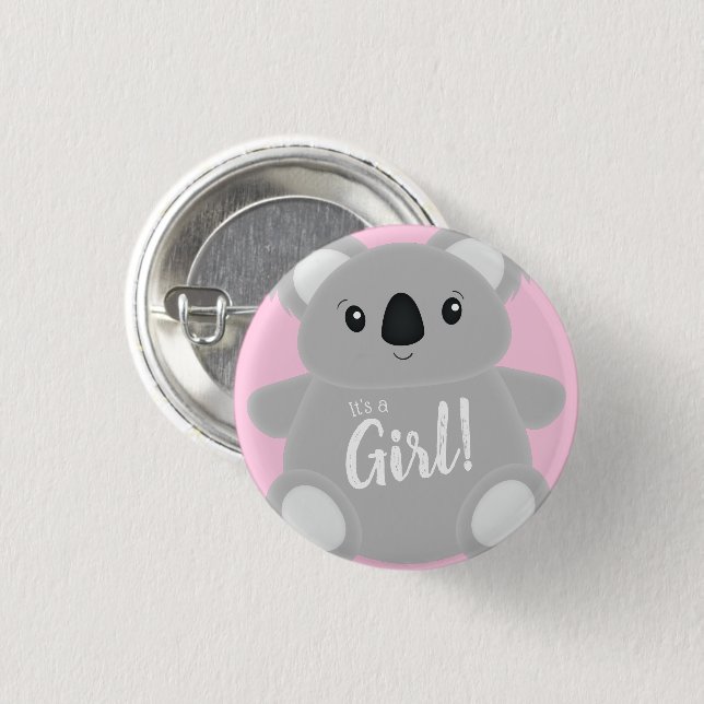 Koala Bear Baby Shower Girl 3 Cm Round Badge (Front & Back)