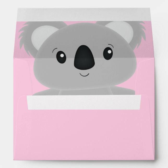 Koala Bear Baby Shower Girl Envelope (Back (Bottom))