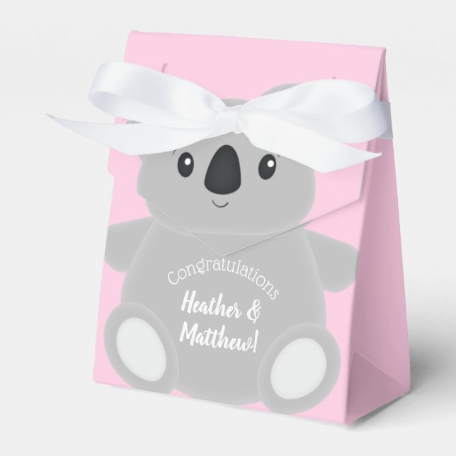 Koala Bear Baby Shower Girl Favour Box (Front Side)