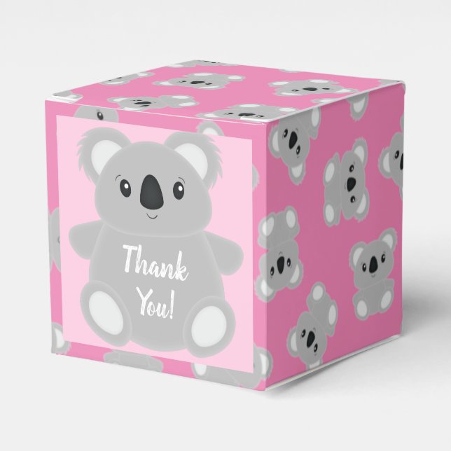 Koala Bear Baby Shower Girl Favour Box (Front Side)