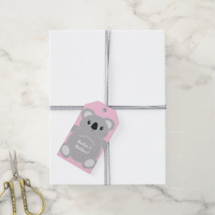 Koala Bear Baby Shower Girl Gift Tags
