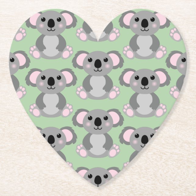 Koala Bear Baby Shower Green Gender Neutral Paper Coaster (Front)