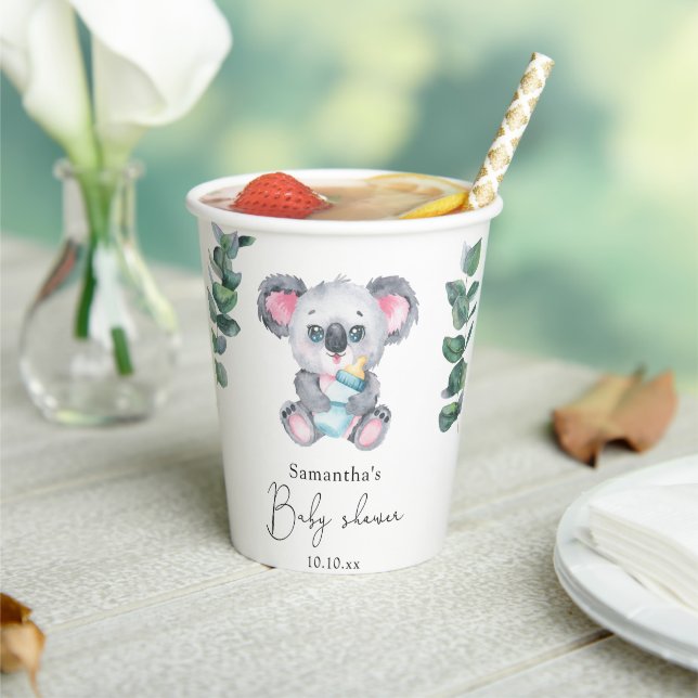 Koala Bear Baby Shower Paper Cups (Insitu)