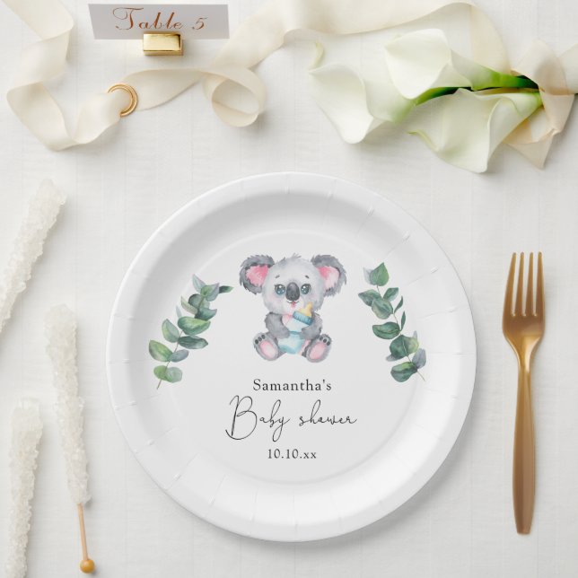 Koala Bear Baby Shower Paper Plate (Wedding)