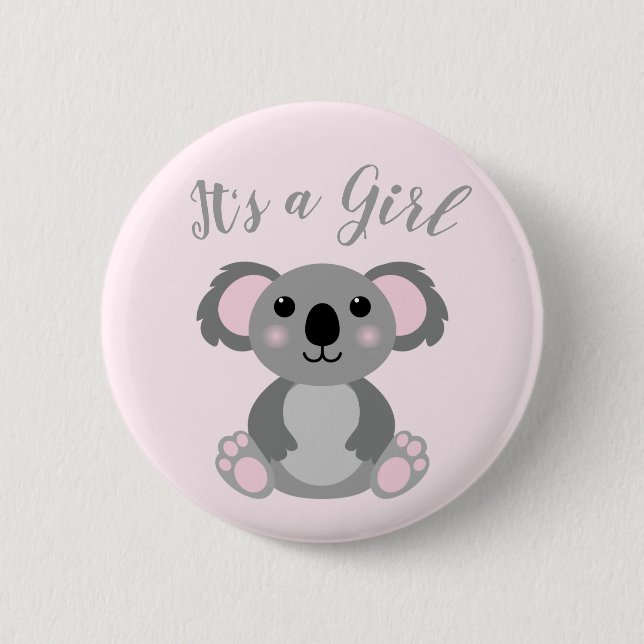 Koala Bear Baby Shower Pink Girl 6 Cm Round Badge (Front)