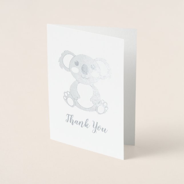 Koala Bear Baby Shower Pink Girl Foil Card (Front)