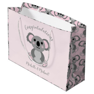 Koala Bear Baby Shower Pink Girl Large Gift Bag