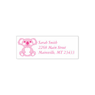 Koala Bear Baby Shower Pink Girl Self-inking Stamp
