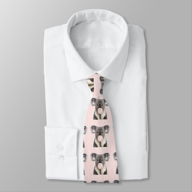 Koala Bear Blowing Pink Bubble gum    Tie (Tied)