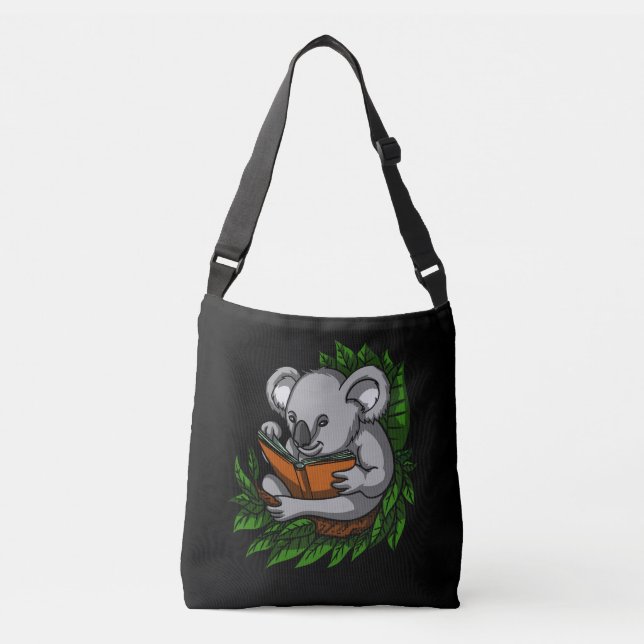 Koala Bear Book Reading Lover Cute Animal Crossbody Bag (Front)