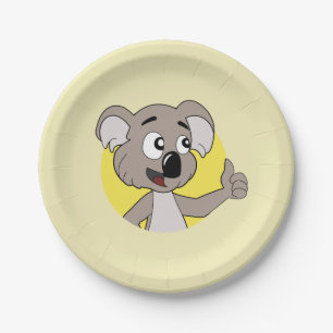 Koala bear cartoon paper plates