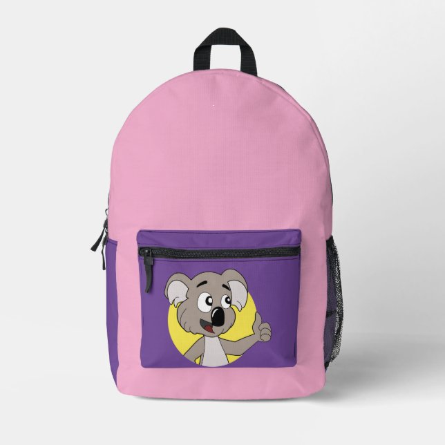 Koala bear cartoon  printed backpack (Front)