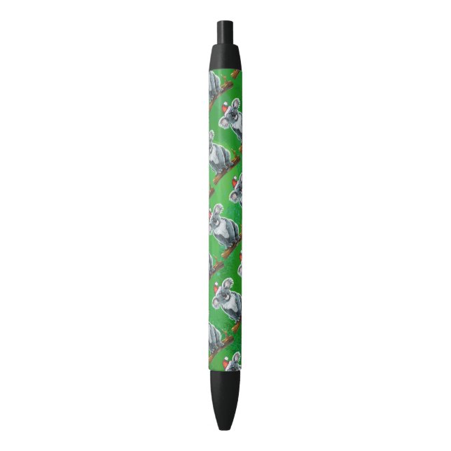 Koala Bear Christmas Black Ink Pen (Front Vertical)