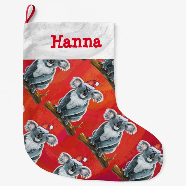 Koala Bear Christmas Large Christmas Stocking (Front)