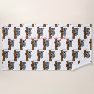 Koala Bear Climbing Tree Thunder_Cove Beach Towel