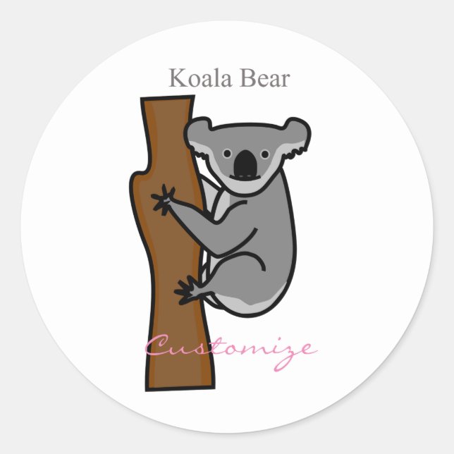 Koala Bear Climbing Tree Thunder_Cove Classic Round Sticker (Front)