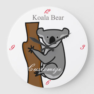 Koala Bear Climbing Tree Thunder_Cove Large Clock
