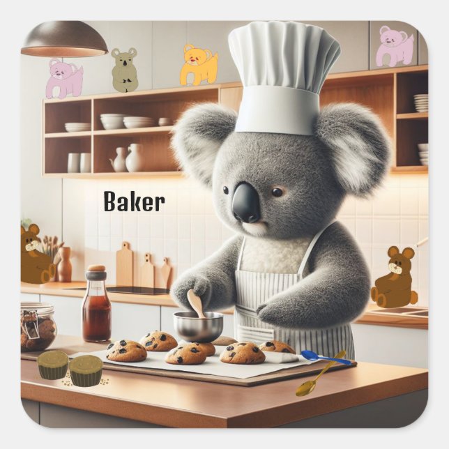 Koala Bear Cookie Baker Square Sticker (Front)