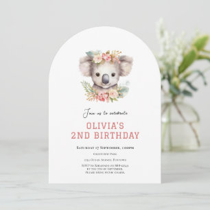 Koala Bear cute 2nd birthday invitation